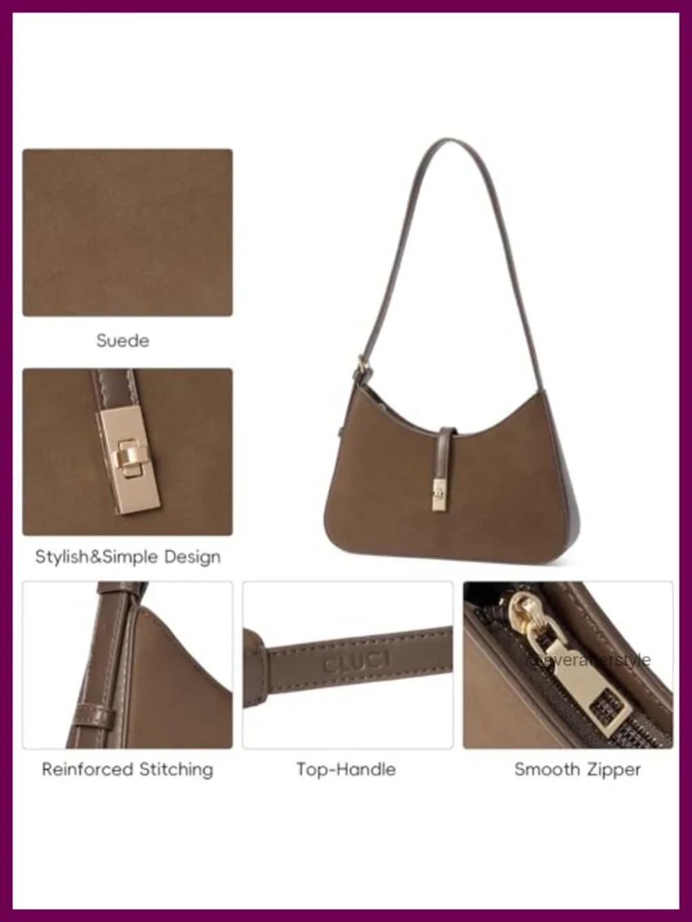 Suede Shoulder Bag with Adjustable Strap Hobo Handbag